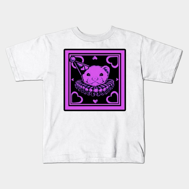 Love Ferret In Purple - Black Outlined Version Kids T-Shirt by Nat Ewert Art